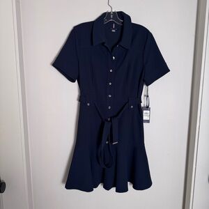 Tommy Hilfiger Navy Button-Up Mini Dress